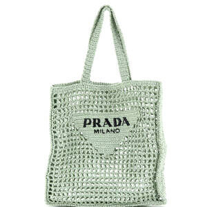 Prada Triangle Logo Open Tote Raffia #242128P13B